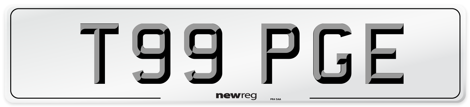 T99 PGE Number Plate from New Reg